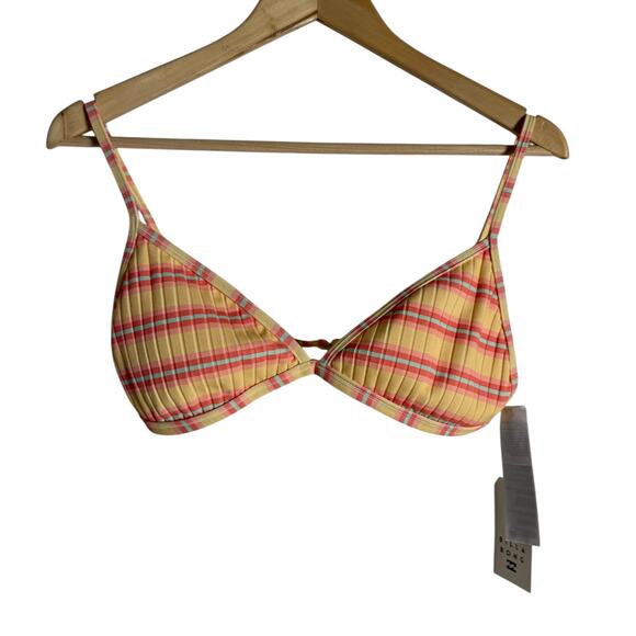Billabong Sunchaser Ceci Striped Triangle Bikini Swimsuit Top in Pineapple XL - Picture 3 of 7